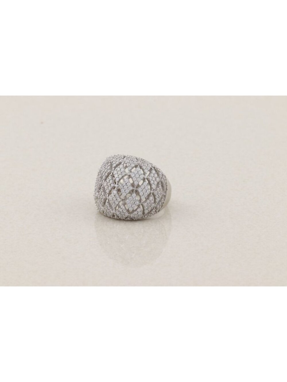 Sterling Silver Sparkly Bold Cubic Zirconia CZ Statement Ring Size 10 1/4 - Picture 5 of 7